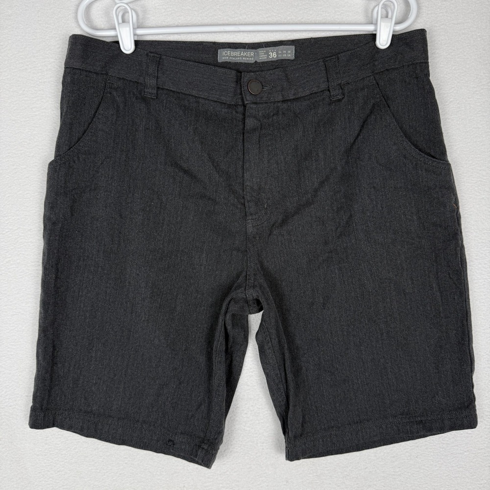 Icebreaker Mens 36 Merino Wool Blend Shorts Charcoal Grey Casual Outdoor